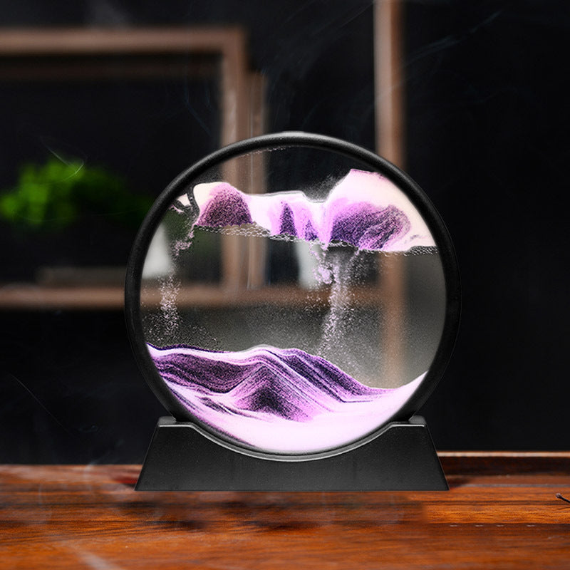 3D Landscape Quicksand Painting Round Glass Crafts