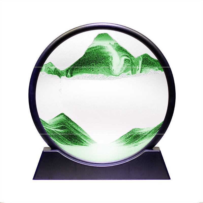 3D Landscape Quicksand Painting Round Glass Crafts